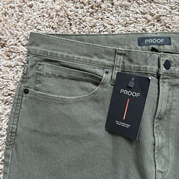 Proof Rover Pants Men’s Size 33x30 Green Slim Huckberry Stretch Canvas Gusseted - Picture 2 of 5